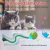 Cat Rolling Ball Interactive Toy Motion Activated Automatic Moving Ball Toy med Long Tail Teaser Simulation Bird Sound 240229