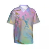 Men's Casual Shirts Glod Metallic Shirt Girly Millennial Pastel Watercolor Vintage Hawaiian Man Vacation Custom Oversize Blouses