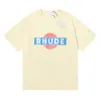 Américain à la mode RHUDE minimaliste imprimé hommes et femmes lâche décontracté col rond à manches courtes T-shirt