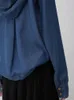 여성용 후드 레트로 레이스 업 패치 워크 여성 데님 까마귀 스프링 가을 패션 느슨한 긴 슬리브 후드 탑