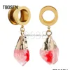 Other Tn Dangle Ear Plugs Piercing Tunnels Crystal Eardrop Body Jewelry Steel Screw Earring Gauges Expander Women Fashion Gift 2Pc D Dh4Lh