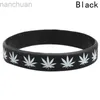 Bangle 1pc Silicone Leaves Fashion Leaf Print Bracelet Bangles Black White Color Wristband Fashion Jewelry ldd240312