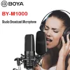 Microphones Boya BYM1000 Stor membran Mikrofon Lowcut Filter Cardioid Kondensador Microfone för studiosändning Live Vlog Video Mic Mic