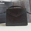 10A высококачественный портфель Totes дизайнерская сумка на плечо 25 см из коровьей кожи с узором крокодила роскошные сумки сумка с клапаном на засове черная сумка упаковка подарочной коробки сумка из натуральной кожи
