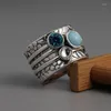 Pierścienie klastra luksusowy zielony niebieski kamień kryształ dla kobiet kolorowy kolor cyrkonowy pierścionek zaręczynowy