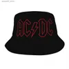 قبعات واسعة الحافة دلو القبعات AC DC Bell Rock Bucket Hat Usisex Fashion Australian Band Star Summer Fisherman Hat Q240312