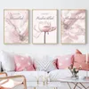 Roze Bloemen Islamitische Canvas Muurschildering Bismillah Prints Muur Kunst Geschenken Poster Affiche Islamiqu Schilderij Woonkamer Home Decor Paintings183C