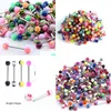 Tongue Rings 100Pcs Mix Style Barbell Bar Piercing Fashion Stainless Steel Mixed Candy Colors Men Women Body Jewelry Drop Delivery Ot9Fp