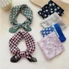 Foulards carrés Bandanas imprimé Plaid Floral coton lin écharpe foulard Turban Wrap bandeau bandeau cheveux accessoires pour les femmes