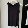 Damestanktop met borduurlogo, zomer, korte slanke navel, elastische sportgebreide tanktop