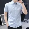 Camisas de vestido masculinas Top masculino com camisa de impressão e blusa roupas listradas para escritório colarinho de negócios moda 2024 designer casual de alta qualidade