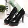 Dress Shoes Women Pumps Fashion Classic Patent Leather High Heels Nude Sharp Head Platform Wedding Plus Size 34-42