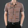 Camisas informales estampadas de verano para hombre, camisa de playa de negocios, finas y suaves, camisetas de secado rápido, camiseta interior con solapas para hombre 240312