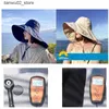 Szerokie brzegowe czapki wiadro upf 50+ Sun Hat Women Anti-UV Ochrona wędrówki Fisherman Cap Fold Solid Solid Beach Bucekt Q240312