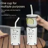 New Internet Celebrity Cute Straw Milk Tea Water Separation Cup, One Dual-purpose Glass Insulated Cup