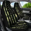 Car Seat Covers Green Camouflage American USA Flag Pair 2 Front Cover For Protector Ac