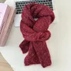 Scarves Korean For Women Autumn And Winter Thicke Knitted Scarf 2024 Long Size Warm Gifts Fashion Female Neck Blanket Wraps