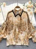 Blouses Femme Chemises Printemps Automne Puff Sle Chemises Blouse Femmes Floral Long Sle Revers Boutons Chemises Vintage Blouses Élégantes Tops Fe GD631L24312