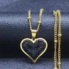 Pendant Necklaces 2024 Stainless Steel Black Crystal Heart Charm Women Gold Color Small Pendants Jewelry Bijoux