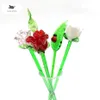 Lampwork ręcznie robion sztuki szklany kwiat piękny długi trzon ozdoby róży walentynki świąteczne prezenty na domowe wazę de241f