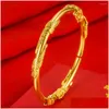 Bangle Dames Solid Echt 18K Goud Kleur Bloem Ontwerp Beautif Lady Meisjes Bruidsfeest Verjaardagscadeau Drop Delivery Sieraden Armbanden Otlek