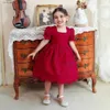 Girl's Dresses New Kids Cute Flower Dress For Baby Girl Clothe 1st Birthday Baptism Princess Dress Costume Lace Dress Short Sleeve Evening Gown L240311