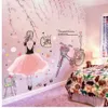 SHIJUEHEZI Cartoon Meisje Muurstickers PVC Materiaal DIY Perzik Bloemen Fiets Muurtattoo voor Kinderen Kamers Baby Slaapkamer Decoration229q