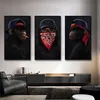 Pôster impressões em tela 3 macacos sábio legal gorila pintura de parede arte para sala de estar imagens de animais decoração moderna para casa 277v