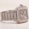 Uniek en verbluffend roestvrij staal Romeinse cijfers skeleton hiphop moissanite diamanten horloge met verbeterde VVS-helderheid