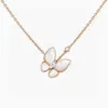 V Necklace Seiko Butterfly Fritillaria Necklace 925 Silver Plated 18k Thick Gold Color Preserving Light Luxury Versatile Horse Eye Pendant Original Collar Chain