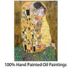 Arte da parede pintura a óleo o beijo gustav klimt reprodução da lona retrato mulher arte moderna ouro banheiro escritório romântico casa d248t