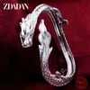 Zdadan 925 Sterling Silver White Dragon Open Cuff Armband Bangles For Women Fashion Jewelry Wedding Presents 240311