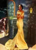 Geel Moslim Avondjurken Satijn Zeemeermin Applicaties Kralen vestidos de festa Dubai Saudi Arabische Avondjurk Prom Dress3161751