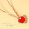 Live streaming Little Red Heart 18k gold necklace female rose gold lock bone chain colorful gold internet celebrity love pendant Instagram design