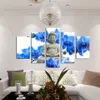 No Frame 5 Panel Large orchid background Buddha Painting Fengshui Canvas Art Wall Pictures for Living Room Home Decor306A