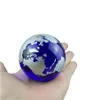 Crystal Blue Marbles Globe Mapa Światowy Kwarc Kryształy sfera Terrarium Biurka Ozdoby morskie wystrój domu279n