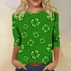Kadın Tişörtleri T-Shirt İrlanda Moda Gündelik St. Patrick Günü Baskı Yedi Kollu Yuvarlak Boyun Top Bahar ve Sonbahar Ropa Mujer