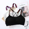 Camisoles & Tanks Sexy Thin Cross Seamlessly Wrapped Chest Outside Underwear Breast Pads Exercise Bra High Quality Vest
