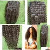 Grampo em/em extensões de cabelo kinky encaracolado afro-americano em humano 9 pçs 100g afro extensions4158618 produtos de entrega direta dhien