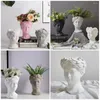 Vase Office Decor FlowerPot Sculpture Planter Resin Vase Vintage Tabletop Desktop Ornament Hhite Statue Human Head