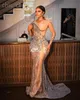 EBI 2024 ASO Illusion Champagne Mermaid Dress PROM SURES Evening Formalne przyjęcie Drugi przyjęcie 50. urodziny suknie zaręczynowe sukienki szatą de soiree ZJ169 es