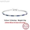 Bangle AIYANISHI Authentic 925 Sterling Silver Tennis Pulseiras Pave Clear Cubic Zircon Silver Bangle Girls Party Jewelry Chain LDD240312