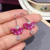 Dangle Earrings 925 Silver Pink Topaz Eardrop For Party 4 6mm Natural Drop Classic Young Girl