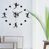 Autocollant Mural horloge muette bricolage Football acrylique miroir stickers muraux pour la décoration intérieure CNIM Clocks255U