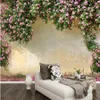 Mural de pared 3D, papel tapiz, fondo de rosa, decoración de pared, sala de estar, dormitorio, TV, fondo, revestimiento de paredes para paredes, murales de flores 3 D2667