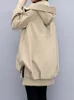 트렌치 코트 여성 미니멀리스트 바람막이 사무실 레이디 빈티지 한국 올 매치 의류 패션 순수한 컬러 후드 Zip-Up S-3XL 240228