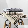 Serviette 1pc 34x34cm carré coton style britannique classique plaid maison salle de bain famille adt visage livraison directe textiles de jardin Dhtkz