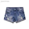 Shorts feminino bordado strass quente jeans verão maré vintage retalhos streetwear jeans curto w685 ldd240312