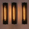 Modern industrial style design black iron wall lamp American Loft paint restaurant decoration LED E27 light tube warm light 220V210t