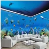 Personalizado 3d papéis de parede murais 3d papel de parede para sala de estar fantasia mundo subaquático tema pavilhão 3d espaço fundo wall269s